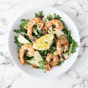 Grilled Prawns,Rocket and Pear Salad